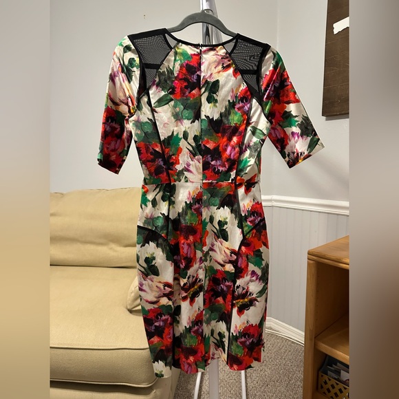 Milly Floral Mesh Midi Sheath Dress Size 4 - Picture 4 of 6